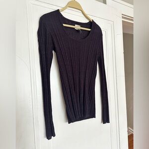 Sparkly Dark Purple Ribbed Women's Top
